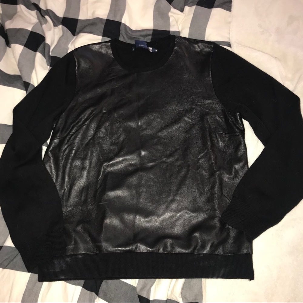 Leather/ Wool sweater